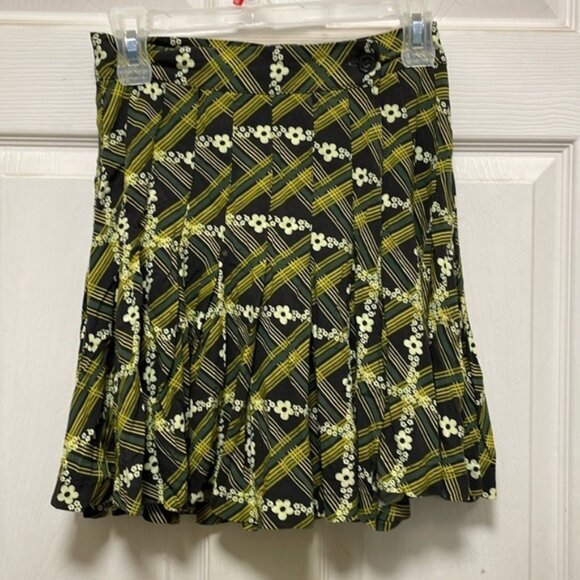 Urban Outfitters Floral Geometrical Button Wrap Pleated Miniskirt Size XS - Picture 1 of 11